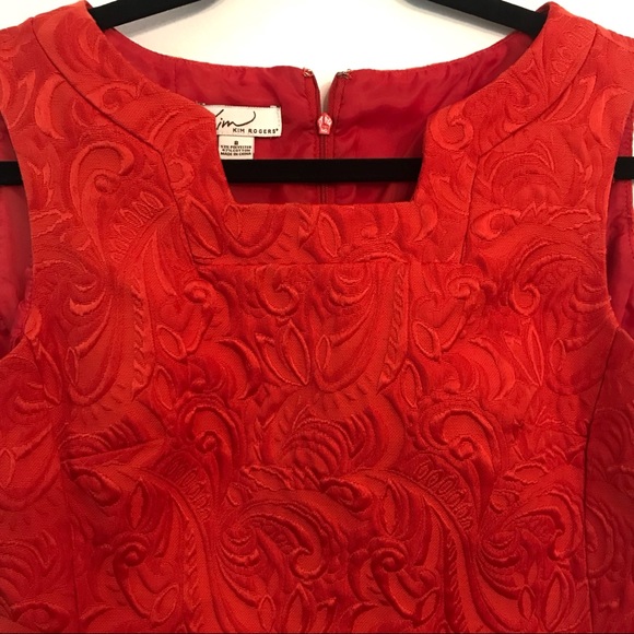 Kim Rogers Orange Baroque Square Neck Dress Preppy - Picture 3 of 4